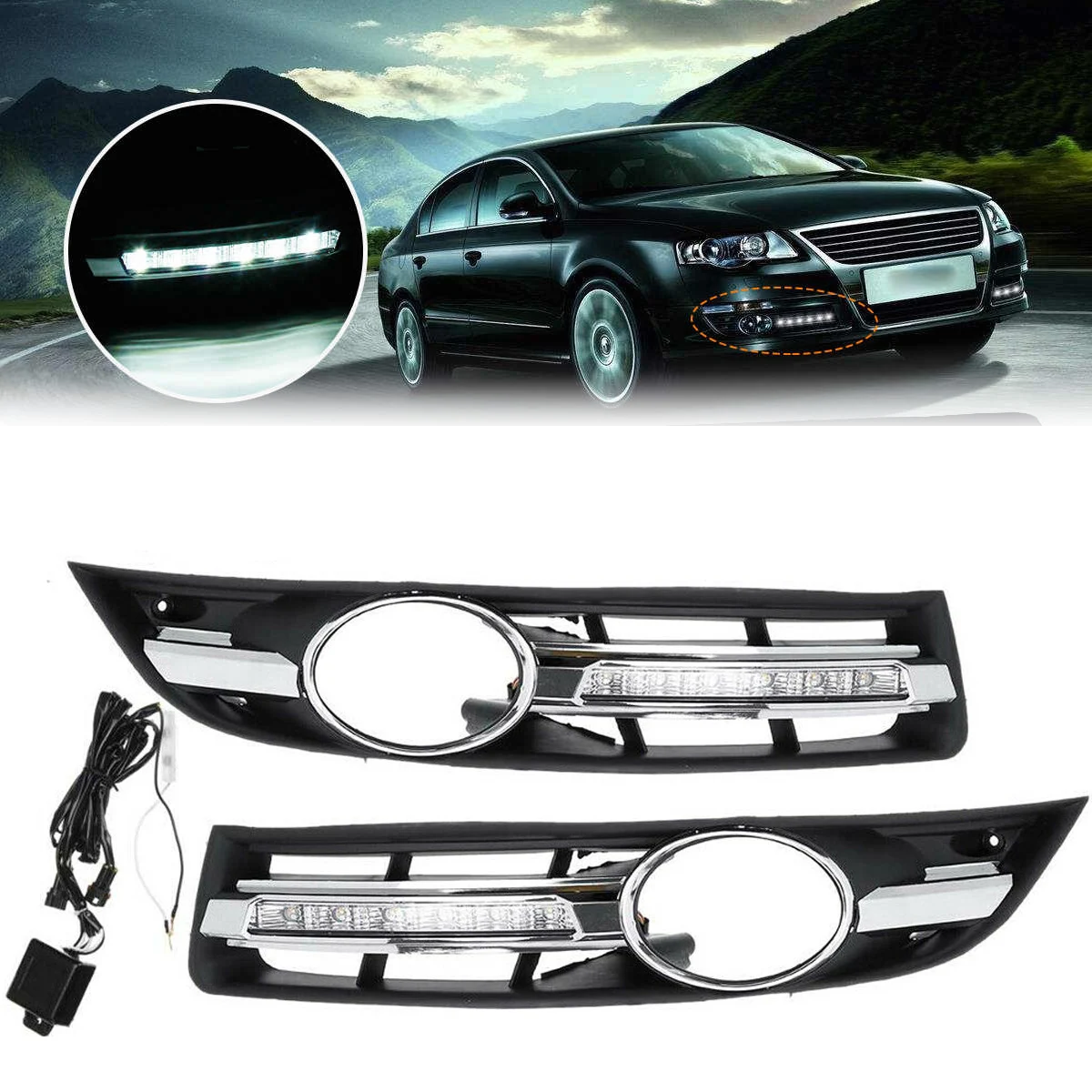 

Дневные ходовые огни для Volkswagen VW Passat B6 2007-2011, 2 светодиодный т.