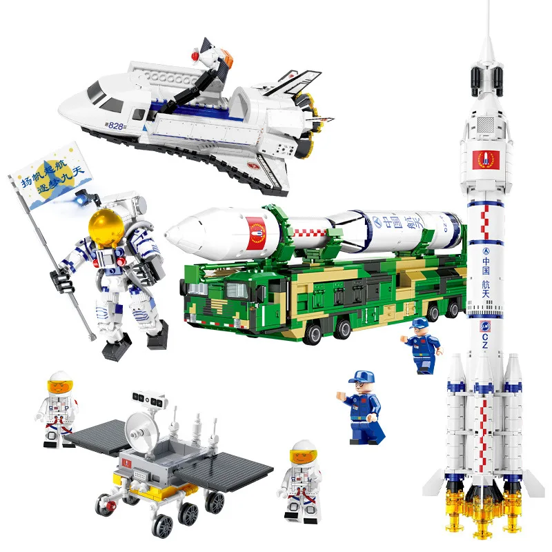 

WOMA Rocket Carrier Truck Building Blocks City Shuttle Astronaut Figure Man Bricks Set Children Toys Gift
