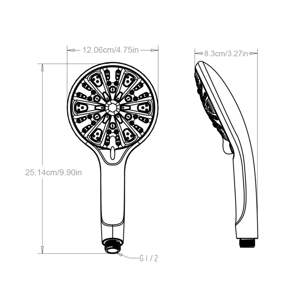 

Shower Head 9-Speed Adjustable Handheld Showerhead High Pressure Bath Head Plastic Water Sprayer, Type 1