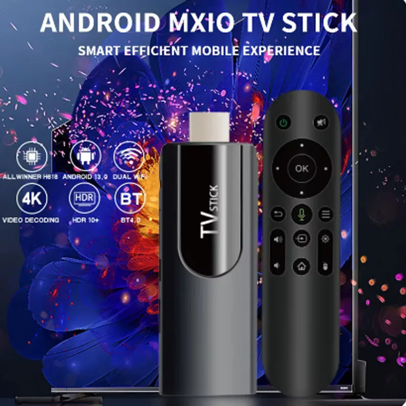 MX10 Mini TV Stick Android 13 ATV 4K HD 2G 16G Box H618 Quadcore 2.4G 5G Dual Wifi Smart Media Player ТВ-приемник для Youtube