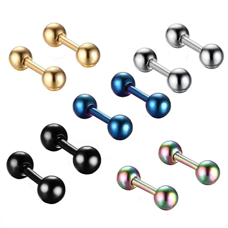 

Gofei Brand 2PCS Stainless Steel Ear Cartilage Earring Stud 16G Cartilage Piercing Barbell Piercing Stud Ear Piercing Jewelry