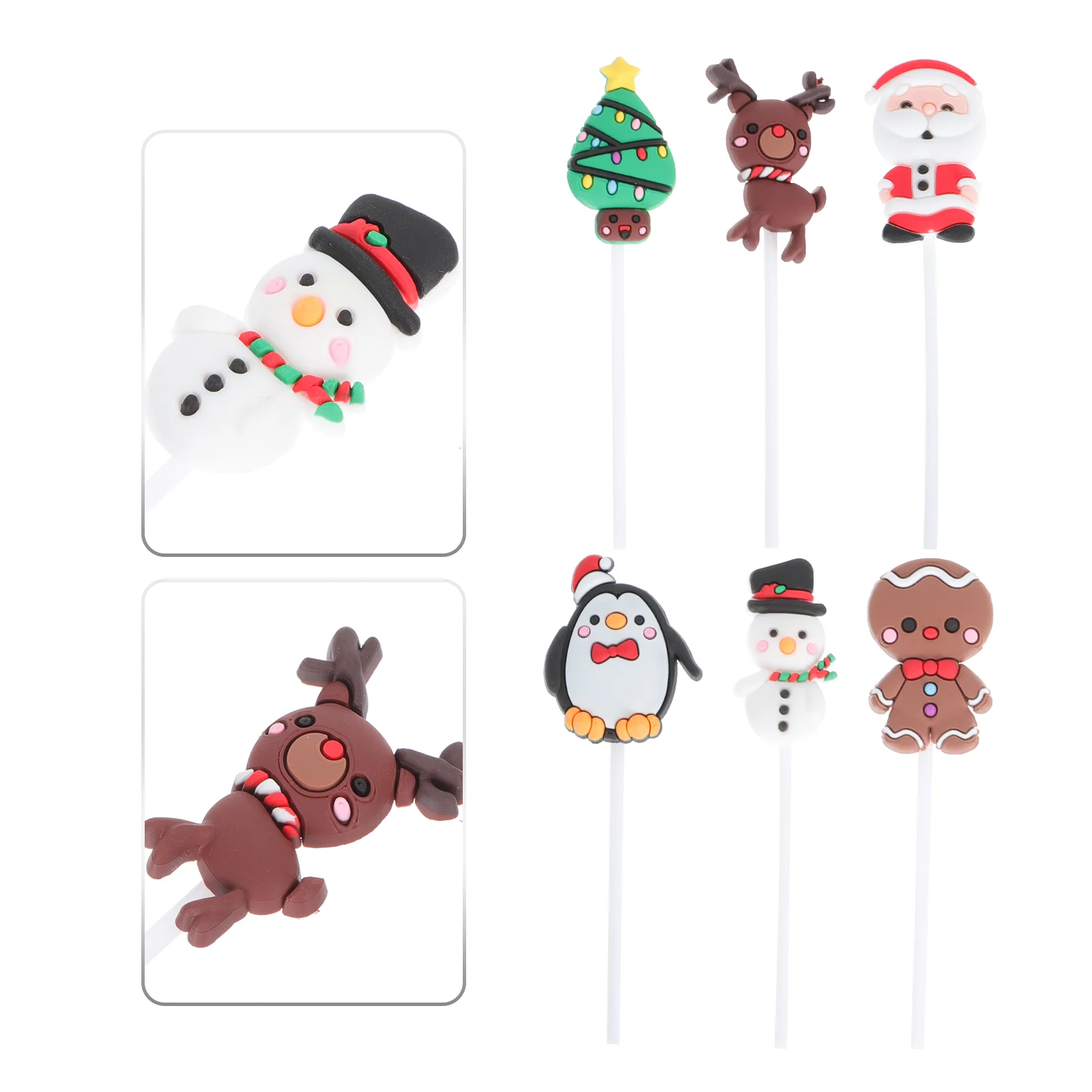 

Cake Christmas Decor Toppers Cupcake Topperdeer Supplies Favors Party Snowman Seasonal Year New Santa Tree Dessert Pick Picks