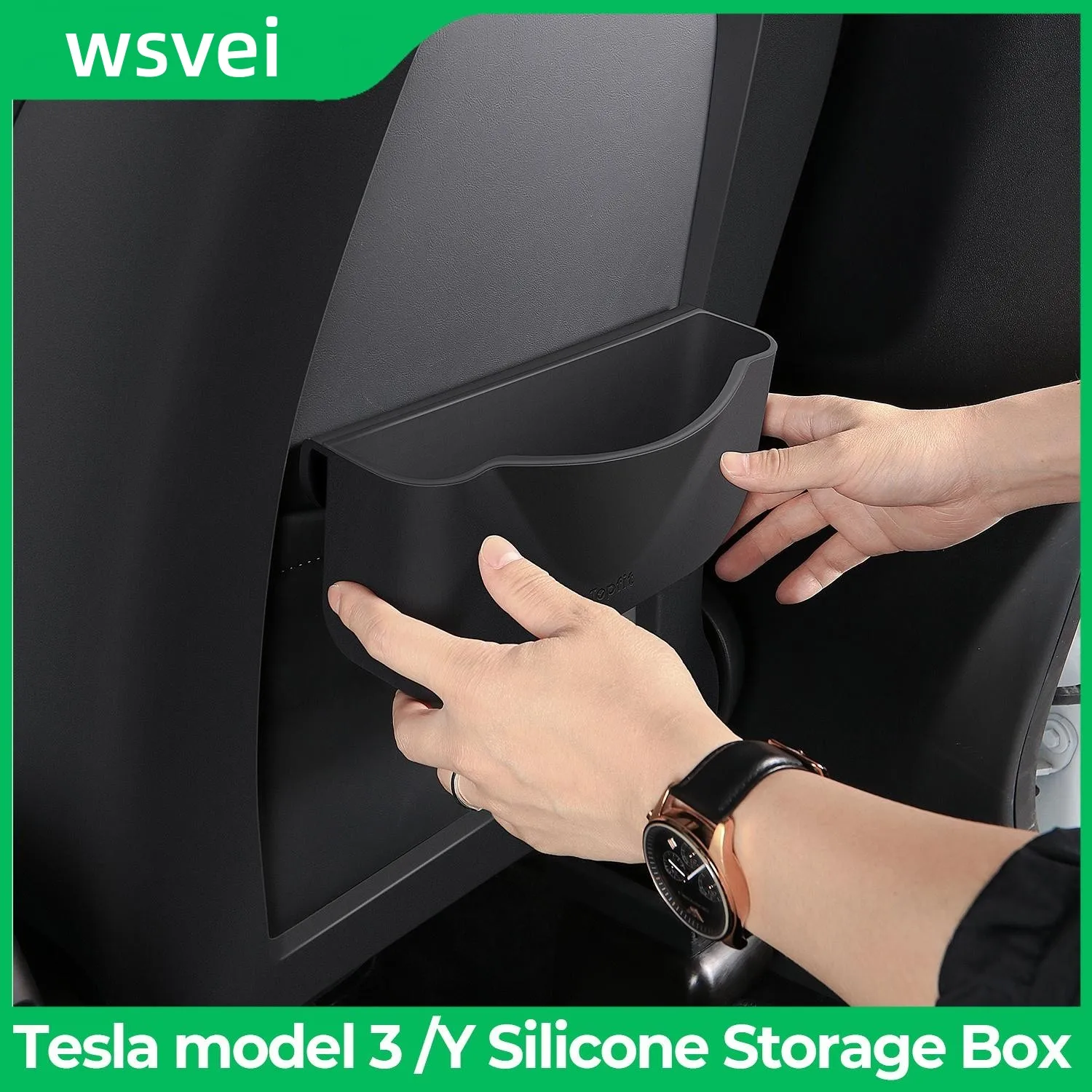 

for Tesla Model 3 Model Y Silicone Storage Box Organizer 2nd Row Seat Convenience Storage Car Accessories - Black