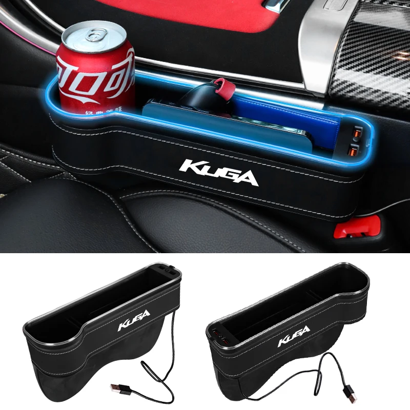 

Multi-functional Car Seat Gaps Organizer Storage Box For Ford Kuga With USB Charging With Ambient light Card Holder Accessories