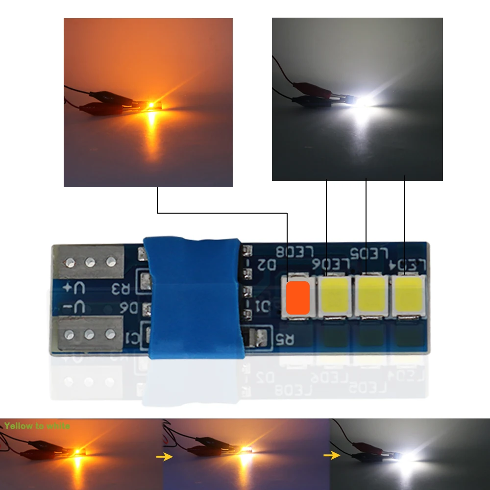 

2 шт. Canbus W5W T10 8smd 2835 Автоматический клиновой светильник для салона автомобиля Лампа для чтения без ошибок Дверная парковочная лампа Синий Желтый Розовый к белу