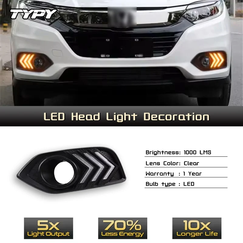 TYPY 2 шт. белые/желтые светодиодные дневные ходовые огни DRL противотуманные фары с