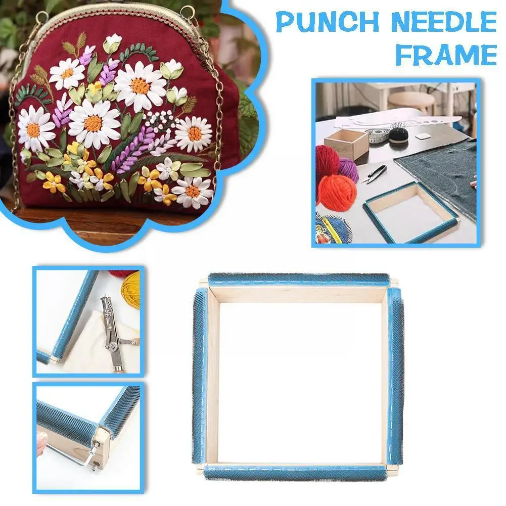 

Square Embroidery Hoop Wooden Gripper Strips For Punch Needle Frame With Needle Diy Embroidery Sewing Cloth Painting Quilti R2t7