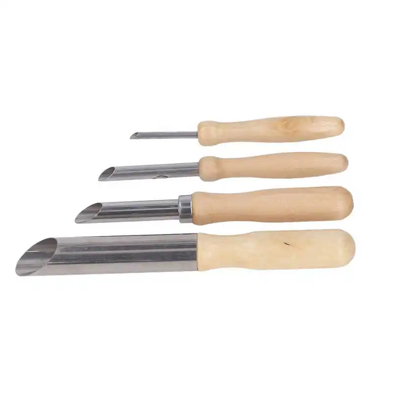 

4PCS Engraving Tool Mud Hole Cutter Solid Wood Handle Round Stainless Steel Blade Ceramic Engraving Tool Set