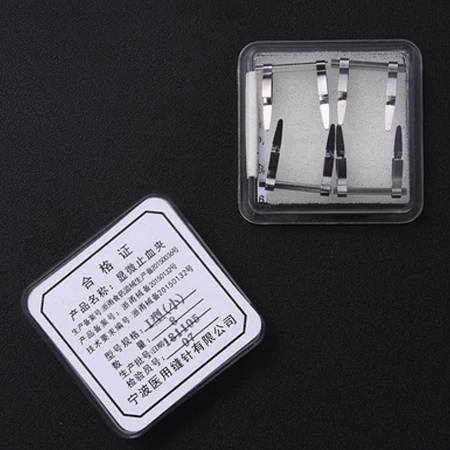 Зажим для сосудов, из нержавеющей стали, микрогемостатический, для экспериментов, временного блока