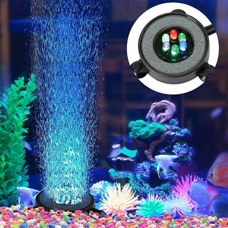 Submersible Underwater Fish Tank Light Color Changing LED Air Light Aquarium Air Bubble 6pcs Lamp Making Oxygen for Fish Tank