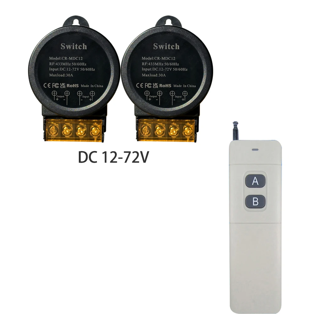 

COLOROCK RF433MHz Remote Control Wireless Switch DIY Device Wide Voltage 12-72V DC Maximum Load 30A