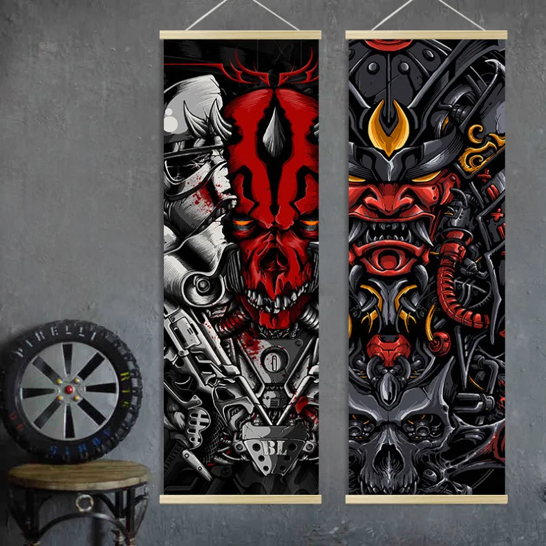 

Japan Style Scroll Painting Living Room Office Decor Aesthetic Wall Art Hanging Japanese Samurai Home Decoration Tapestry Poster