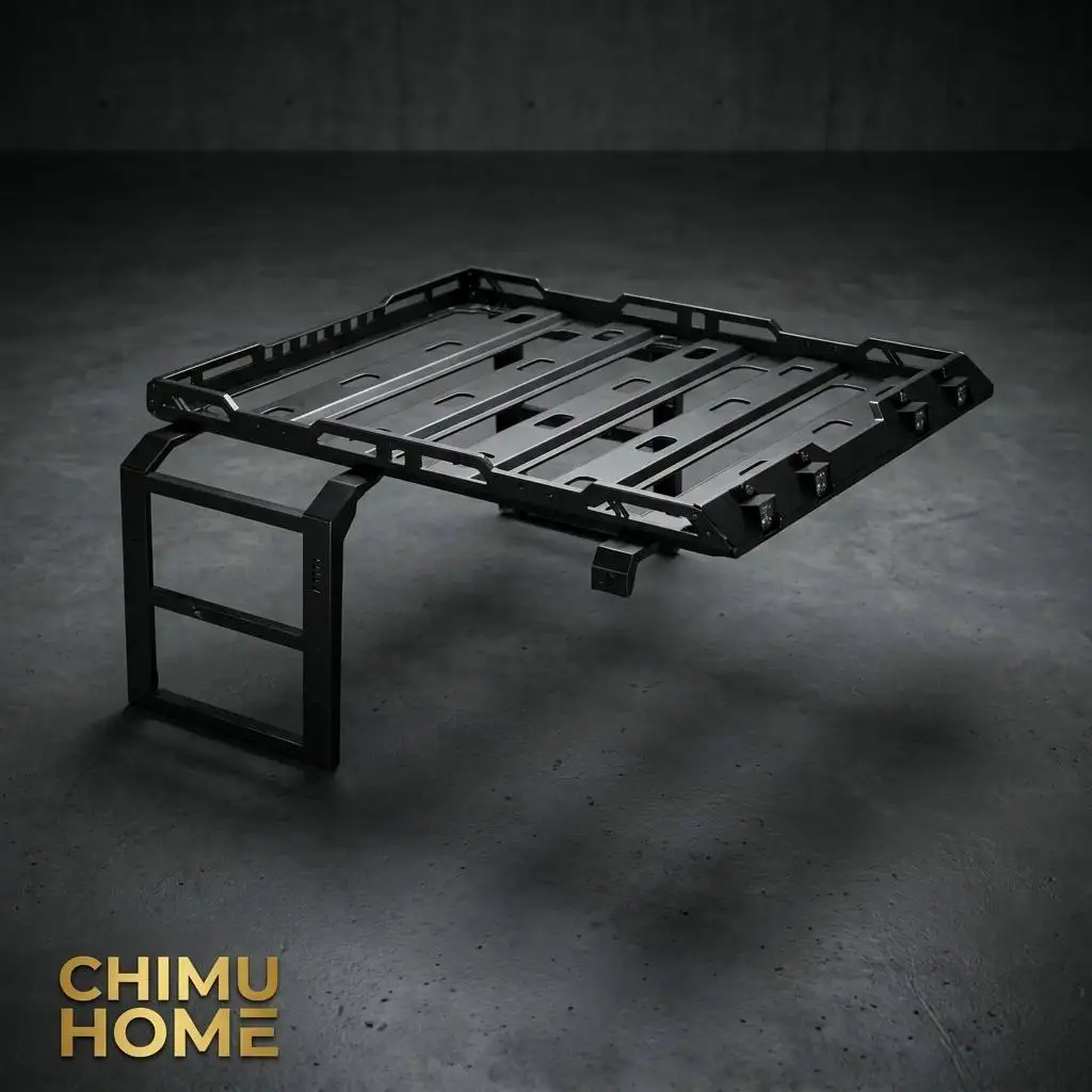 Фото 【CHIMU HOME】 Багажная платформа на крышу для Wrangler JL JLU 2018+ с алюминиевой грузовой корзиной и системой боковой лестницы №4
