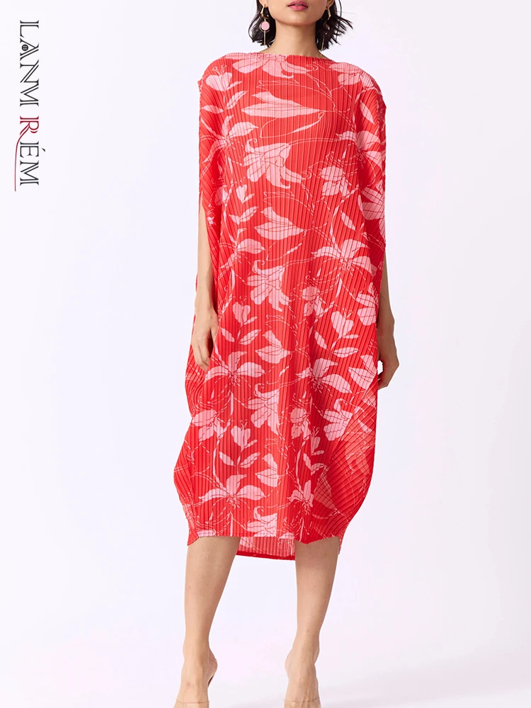 

Женское плиссированное платье LANMREM, свободное платье с круглым вырезом и короткими рукавами, элегантная летняя одежда 2023, 2DA1210