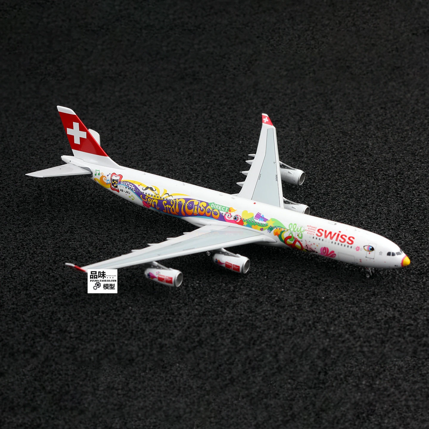 Фото AViation 1:400 Swiss Air A340-300 HB-JMJ Модель самолета Литой под давлением сплав Классические игрушки Сувенирные подарки Коллекция Статический дисплей №2