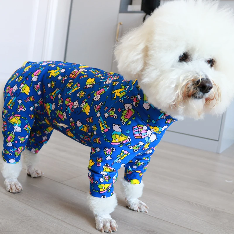 

Printed 100%cotton Poodle Sweatshirt Dog Pet For Overalls Puppy Small Dogs Thin Chihuahua Protect Jumpsuit Belly Clothes Pajamas