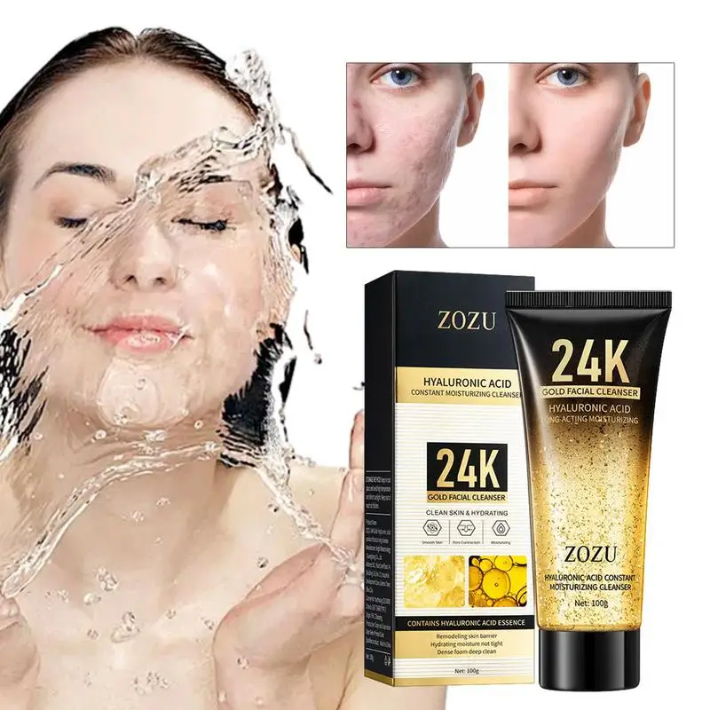 

Face Cleanser For Women Women's Hyaluronic Acid 24K Gold Washes For Glowing Facial Skin 100g Makeup Remover And Face Wash For