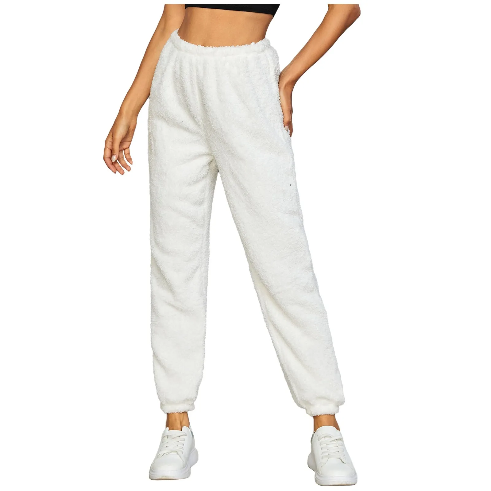 

Womens Oversize Solid Long Pant Elastic Waist Loose Trousers White Pencil Sports Sweatpants Summer Autumn Baggy Bottoms 2023