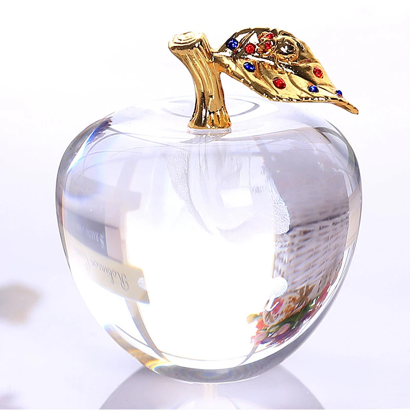 Фото Elegant Crystal Apple Sculpture for Rosh Hashanah, Wedding Anniversary Gift & Home Decor | Sparkling Table Centerpiece №4