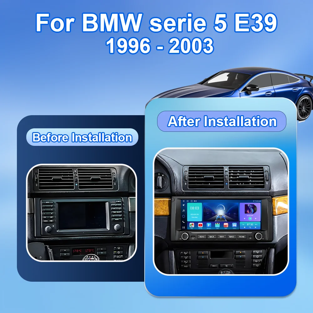 Фото 10.25-дюймовый Android 16 мультимедийный проигрыватель для BMW 5 серии E39 1996-2003, автомобильная магнитола с CarPlay, GPS-навигацией, 4G и Wi-Fi №2