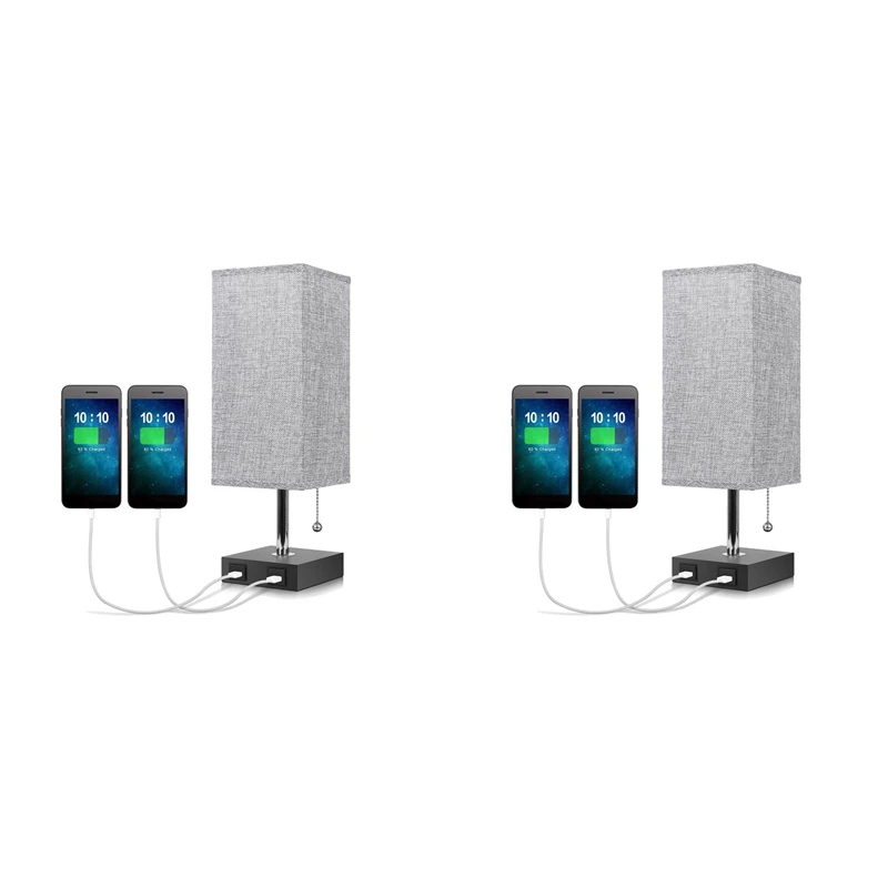 

Прикроватная Настольная лампа с 2 USB-портами, удобная прикроватная лампа с 2 USB-портами для быстрой зарядки, для спальни, гостиной, кабинета, 2 ...