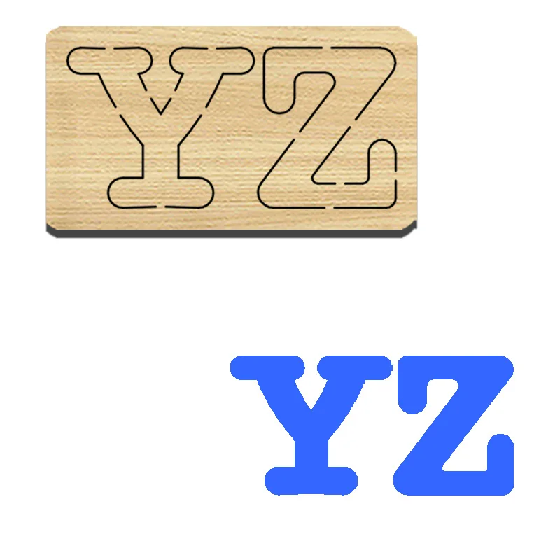 

Фальшивые буквы YZ, деревянная резка, подходит для большинства машин