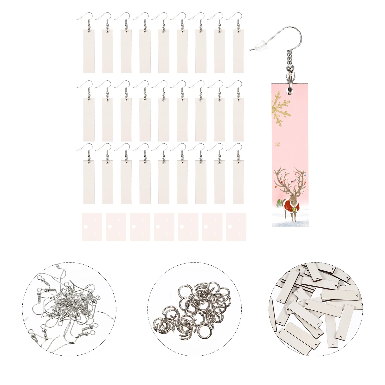 

Keychain Hooks Sublimation Earrings Handmade Blanks DIY Supply Pendant Accessory Wooden