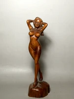 yizhu cultuer art chinese boxwood hand carved sexy girl figure statue table deco decoration gift collectable h 7 0 inch