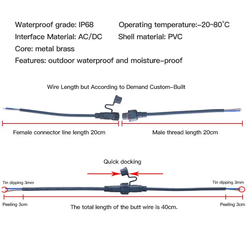 Водонепроницаемый Штекерный гнездовой Кабельный соединитель IP68 2 3 4 5 Pin 0 3/0 75/1