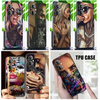 sexy sleeve tattoo girl phone case for oneplus nord n200 n20 ce2 lite ce 10 9rt 9r 9 8 8t 7 7t 6 6t pro 5g black tpu cover