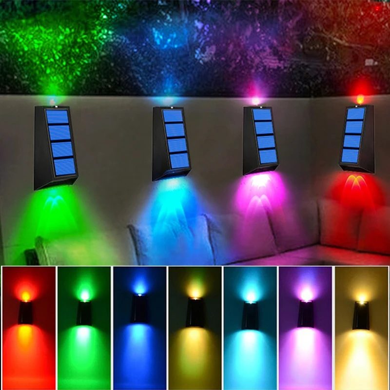 

Solar Wall Lights Outdoor Fence Lights Waterproof LED Solar Lamp 7 Color Changing for Backyard Garden Decoration Lighting