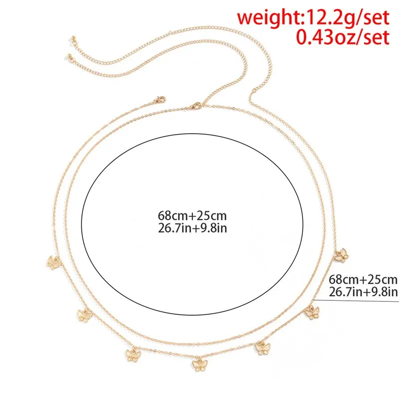 

1PC Sexy Small Butterfly Tassel Double-layer Waist Chain O-shaped Chain Belt Waist Body Chain For Women Summer Beach Accessories