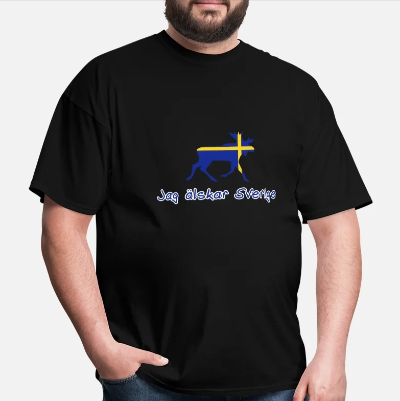 Футболка мужская с надписью I Love Sweden и шведским флагом |