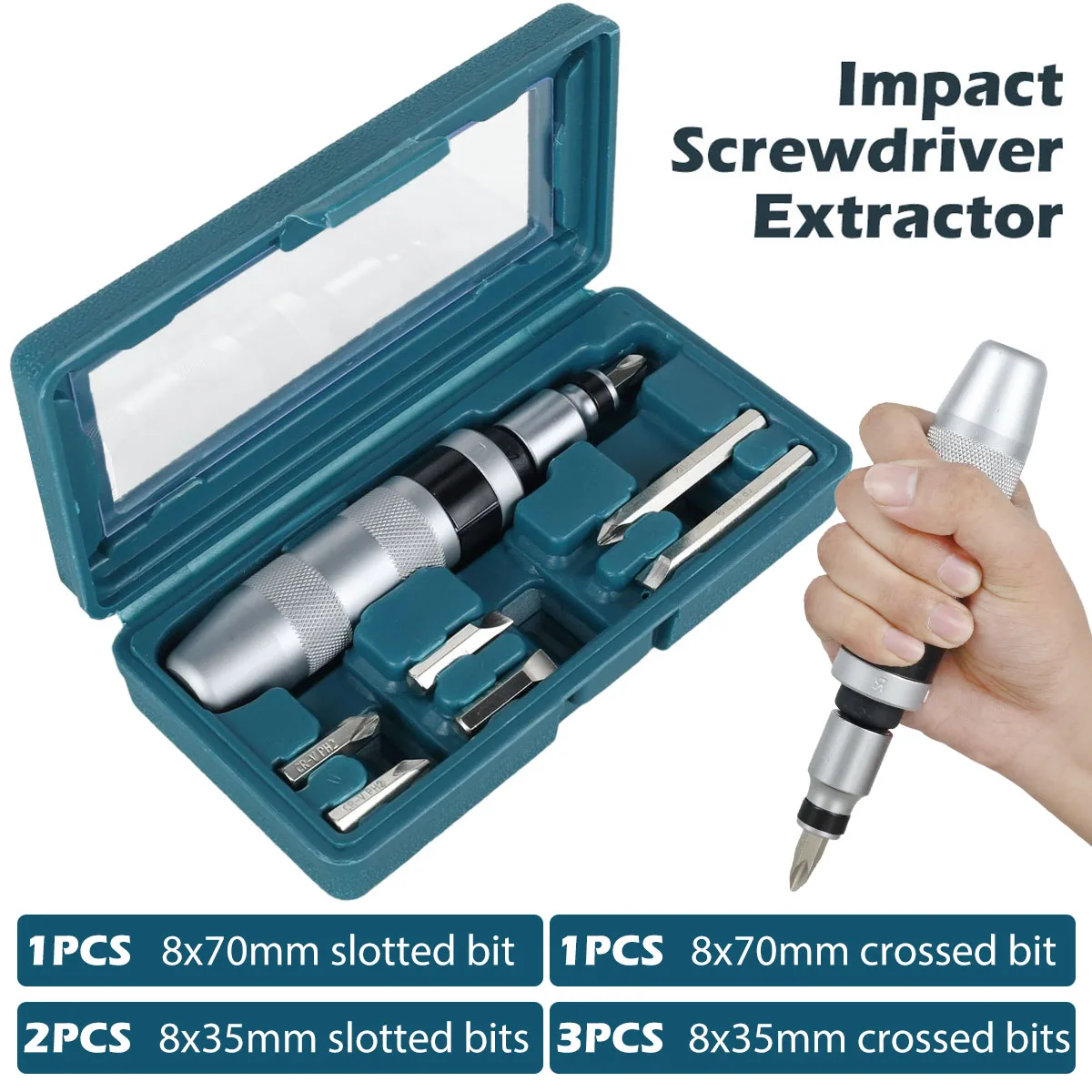 New8Pcs Impact Screwdriver Set Shock Screw Bits Metal Shock Screw Driver Chisel Bits Multifunctional Screw Extractor Remover