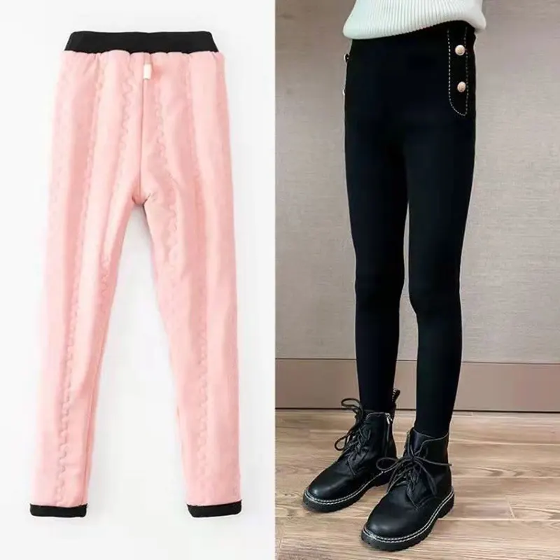 

Winter Girl Leggings Pants Warm Thicken Children 3 Layers Cotton Padded Trousers Baby Outwear Teen Girls Clothing