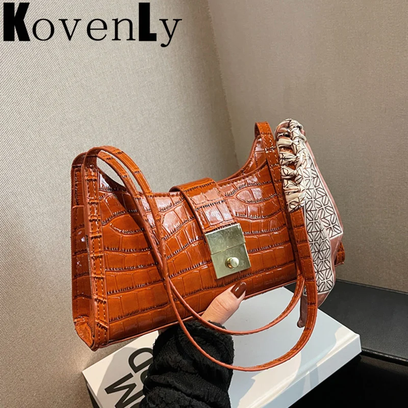 

Сумка на одно плечо для женщин, модный винтажный кожаный саквояж с каменным узором в подмышках, бижутерия, дизайнерский чемоданчик и кошелек