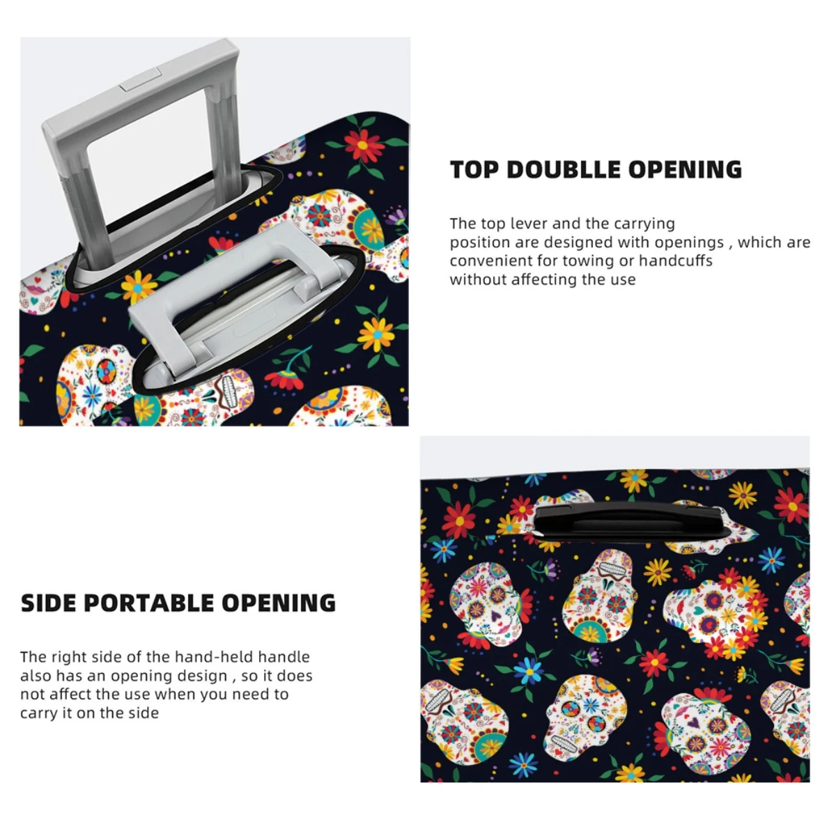 Luggage Covers High Elastic Fabric Protects Luggage From Dust And Scratches 18-32in Suitcase Cover Sugar Skull Travel Accessory