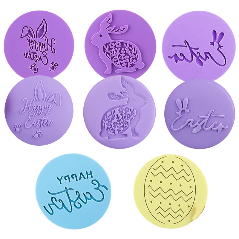 

Easter Egg Rabbit Acrylic Cookies Cutter Cute Bunny Stamp Embossed Fondant Sugar Craft Cake Mold Baking Cake Decorating Tools