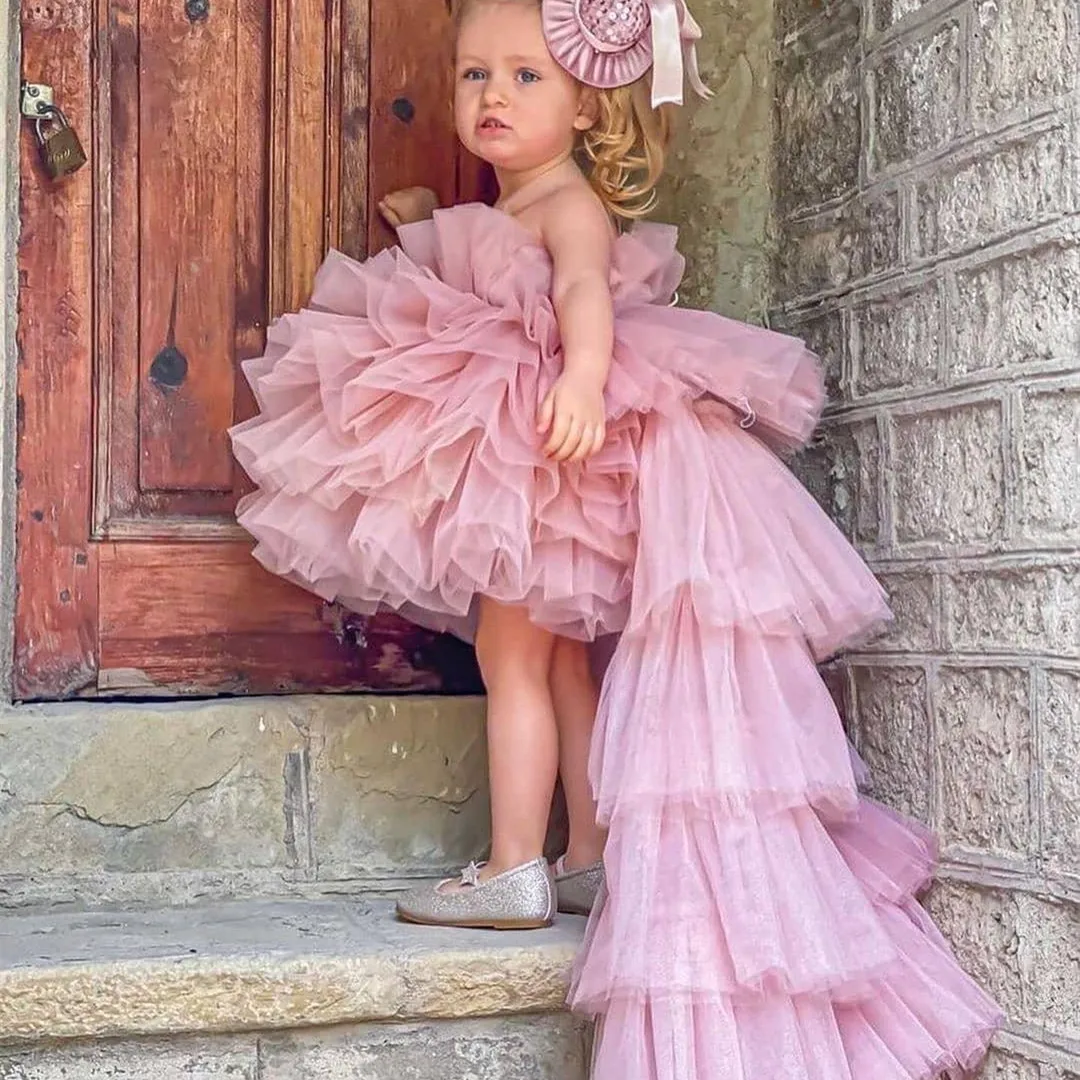 

Flower Girl Dresses Formal Lace Sleeveless Ball Gown O-neck Beading First Communion Dresses for Girls Vestidos Longo New Arrival