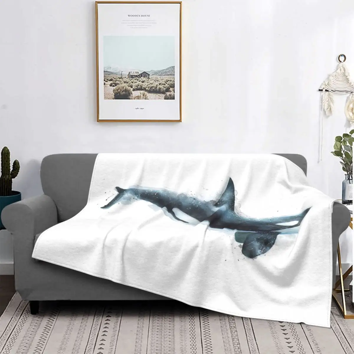 

Orca-Manta a cuadros para cama, cubrecamas para sofá, colcha doble, 220x240