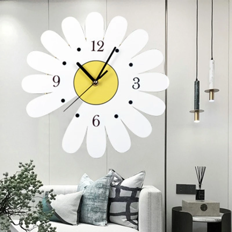 

Acrylic Daisy Wall Clock Digital Display Time Clock Modern Style Clocks for Home Kitchen Living Room Farmhouse Decoration