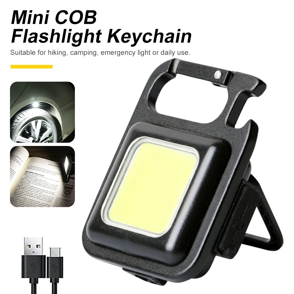 

Portable Mini Flashlight COB Keychain USB Charging LED Working Light Bottle Opener Outdoor Emergency Camping Lamp Emergency Lamp