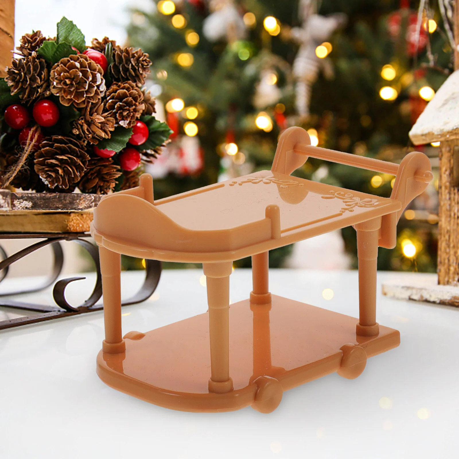 

3 Pcs Shelf Wood Toys Mini Dinning Car Ornaments House Decoration Kitchen Miniature Wooden Furniture Plastic Craft Decors Child