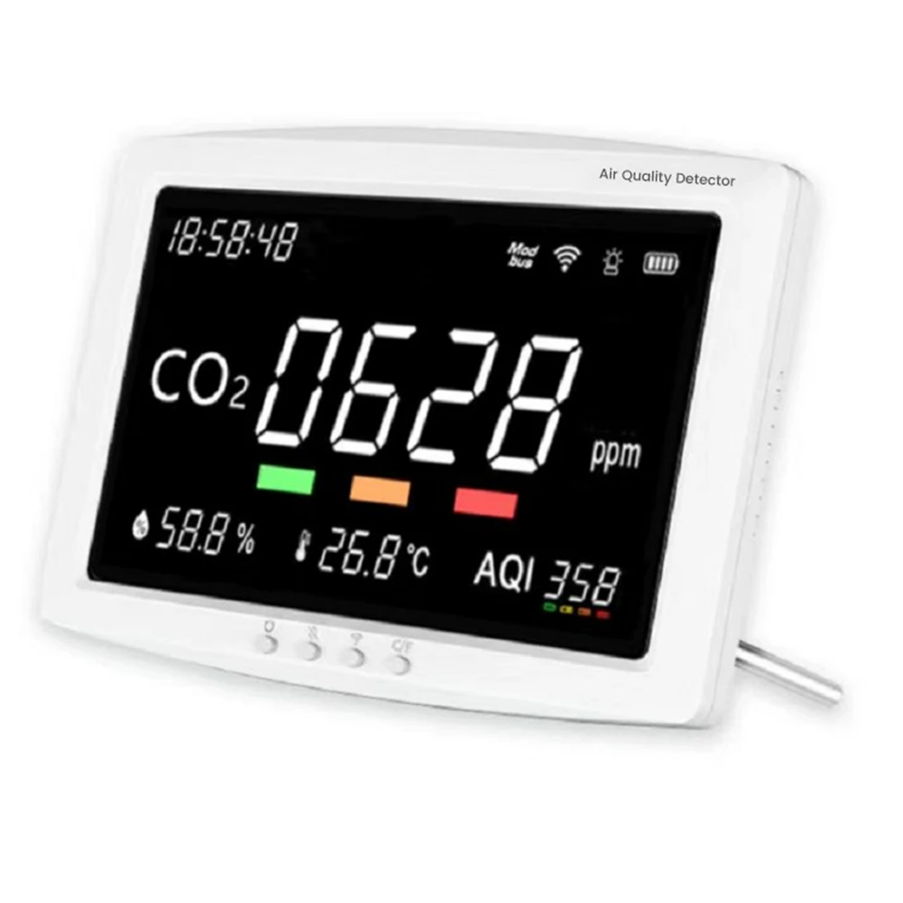

Детектор качества воздуха 4-в-1, ЖК-экран 11,8 дюйма, CO2/Влажность/AQI