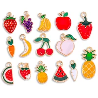 20pcs sweet cherry grape strawberry enamel color mini small pendant for women girls bracelet earrings diy jewelry making charm