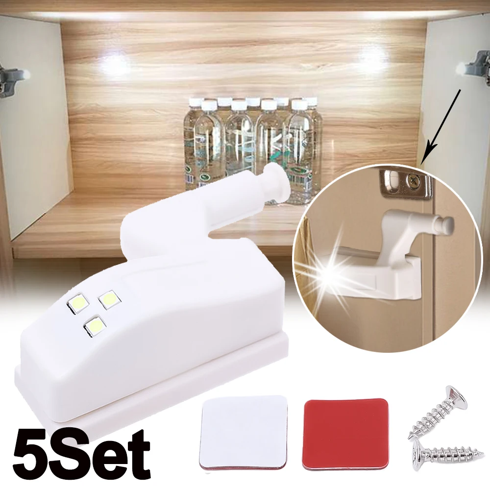 

5Pcs LED Under Cabinet Light Plastic Induction Cabinet Lamp Battery Light Universal Sensor Closet Lighting Bedroom Night Lights