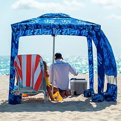 Cabana, 6.2'×6.2' Beach Canopy, Easy Set up and Take Down, Cool Cabana Beach Tent with Sand Pockets, Instant Sun Shelte Barraca