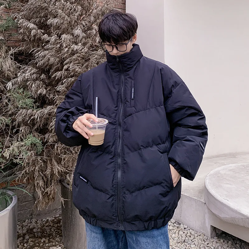 Winter Jacket Men Warm Fashion Grey Black Oversized Thicken Jacket Men Streetwear Korean Loose Thick Short Coat Mens Parker