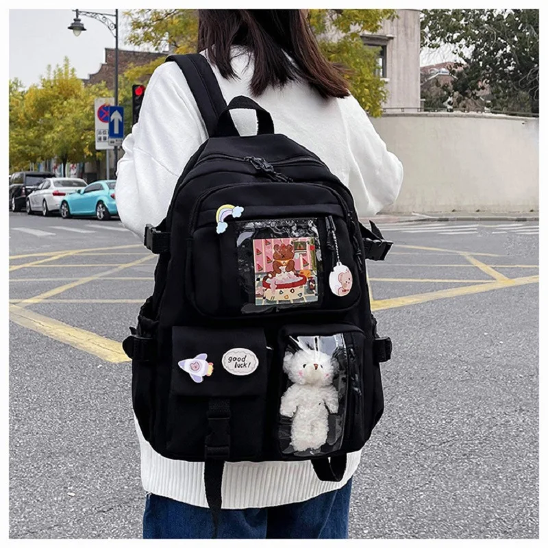 2022Cute Women Backpacks Waterproof Multi-Pocket Nylon School Backpack for Student Female Girls Kawaii Laptop Book Pack Mochilas