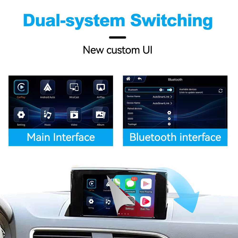 Интерфейс JoyeAuto для Audi 2012-2018 A1 Q3 RMC MMI 2G 3G с беспроводным CarPlay, Android Auto, модулем iOS AirPlay, функцией Mirror-Link. (art.: 3920db7cf95db) - 3920db7cf95db